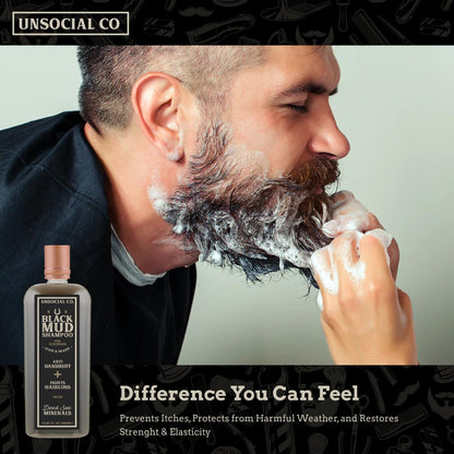 Unsocial Co. Shampoo – Thicker Hair & Beard Growth, Natural Ingredients, 12.85 Fl Oz