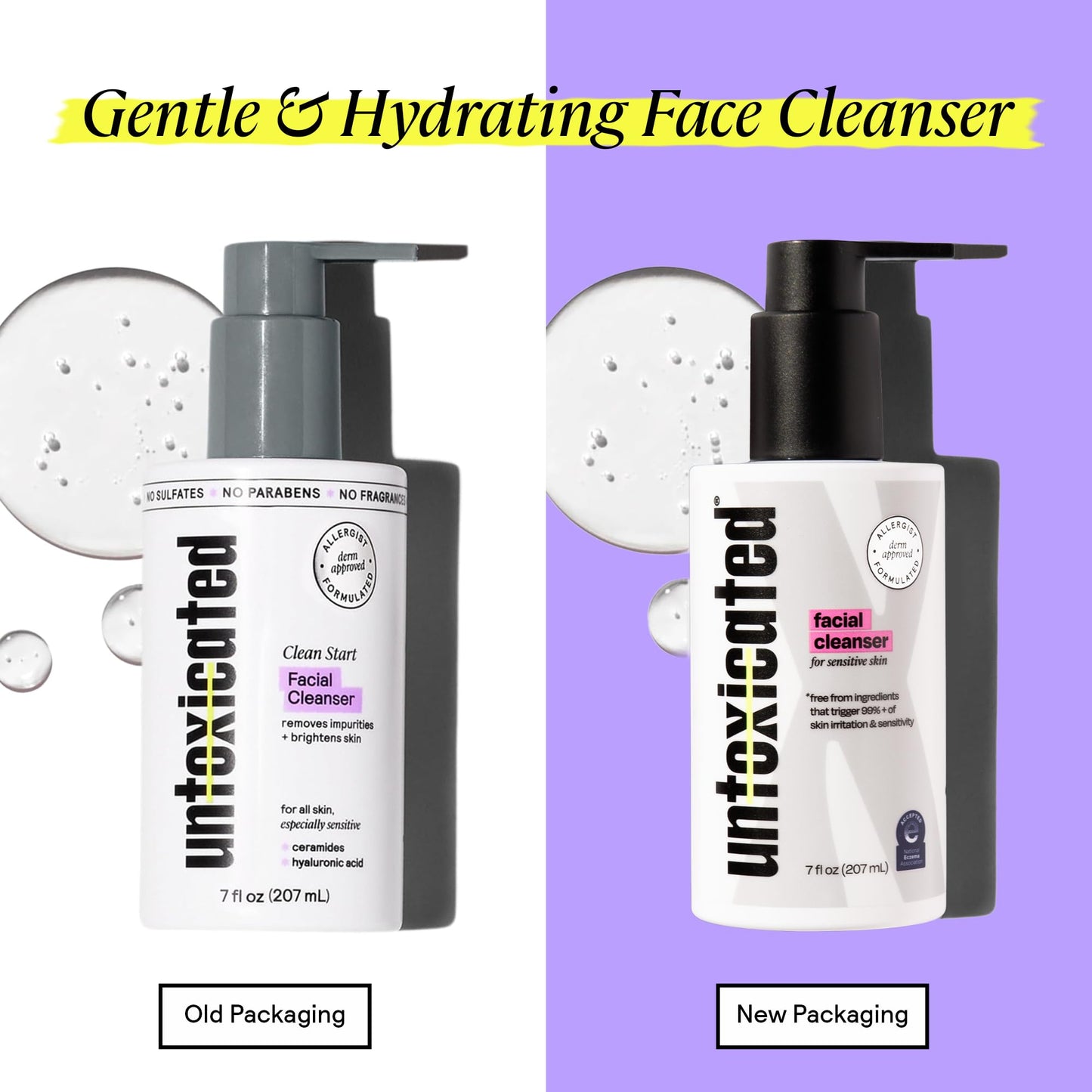 Untoxicated Face Wash – Gentle & Hydrating Cleanser for Sensitive Skin | Ceramides, Hyaluronic Acid & Glycerin | Soap Free, Fragrance Free, 7 oz