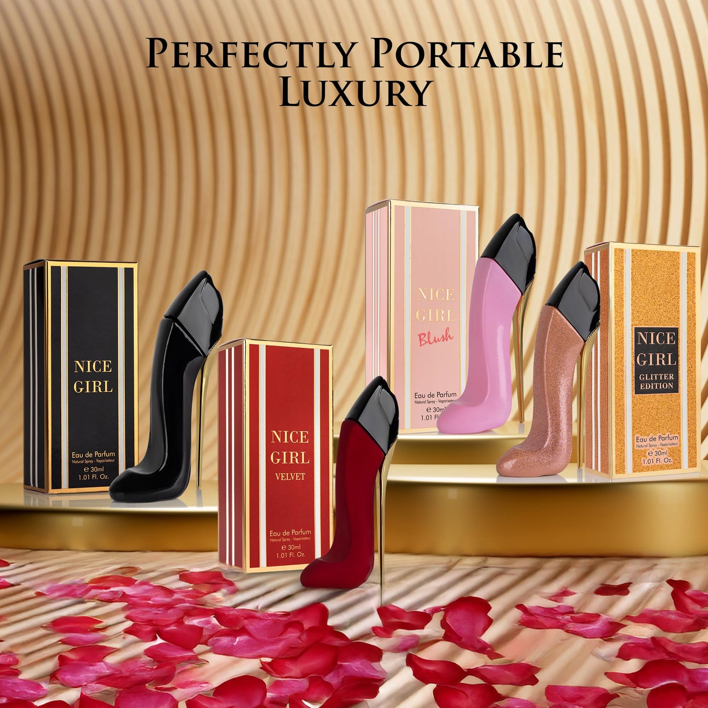 URBAN COLLECTION Nice Girl 4-PC Mini Perfume Gift Set – Travel Size 30ml EDP (Vanilla, Tuberose, Rose)