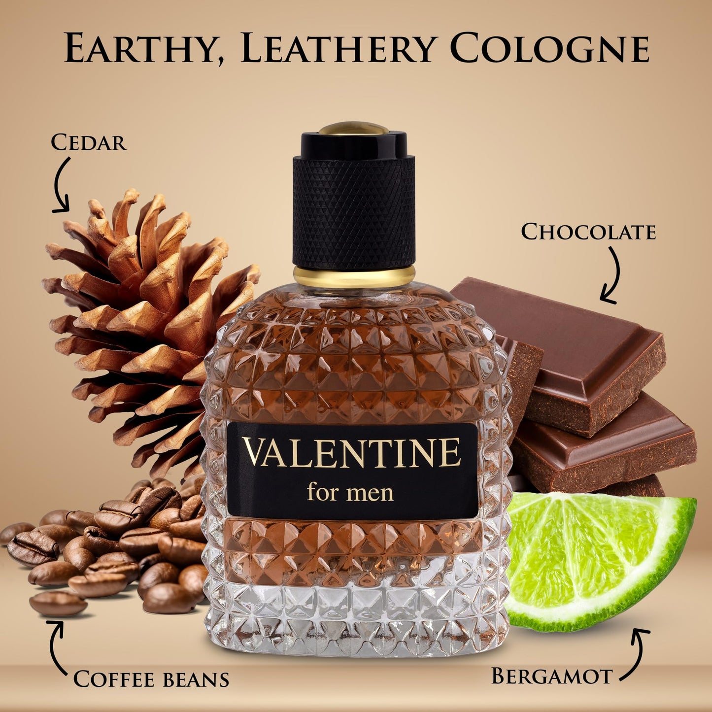 URBAN COLLECTION Valentine for Men Eau De Parfum – Woody Top Notes, Coffee & Hazelnut