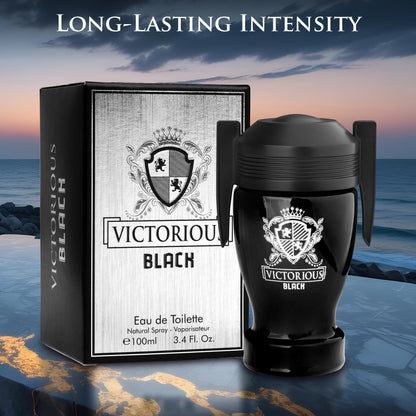 Urban Collection Victorious Black for Men Eau de Toilette – 3.4 fl oz (100 ml) with Citrus, Sea Notes & Woody Base