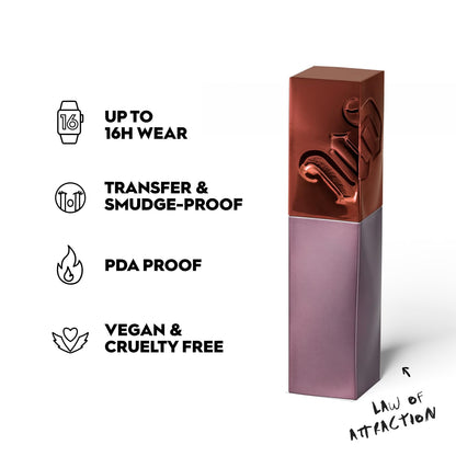 Urban Decay Vice Lip Bond Glossy Longwear Lipstick – Law of Attraction Toffee Nude | 16HR Transfer-Proof