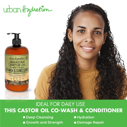 Urban Hydration Jamaican Castor Oil Co-Wash & Conditioner – Sulfate, Paraben & Dye Free (All Hair Types, 16.9 fl oz)
