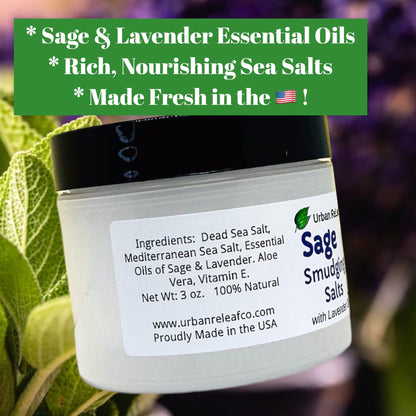 Urban ReLeaf Sage Smudging Salts with Lavender Oil – Smokeless Cleansing (Pack of 2)