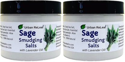 Urban ReLeaf Sage Smudging Salts with Lavender Oil – Smokeless Cleansing (Pack of 2)