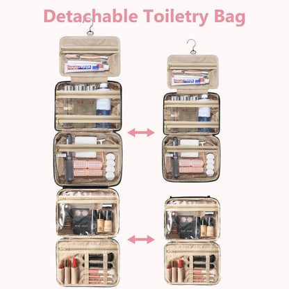 urophylla Detachable Travel Toiletry Bag for Women | Large Hanging Organizer for Travel