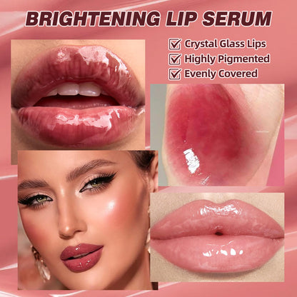 URQT Brightening Lip Serum Set – Hydrating Glossy Lip Oil with Cooling Metal Applicator (4PCS)