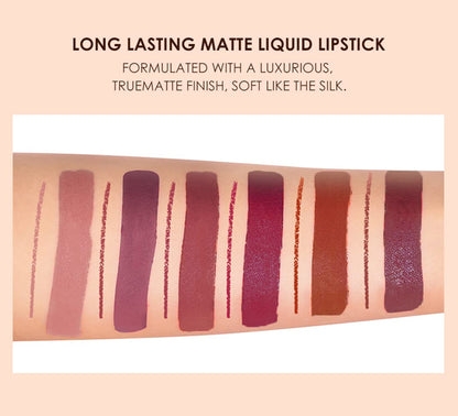 URQT 12pcs Lip Liner & Lipstick Set – 6 Velvet Matte Liquid Lipsticks + 6 Matching Lip Liners