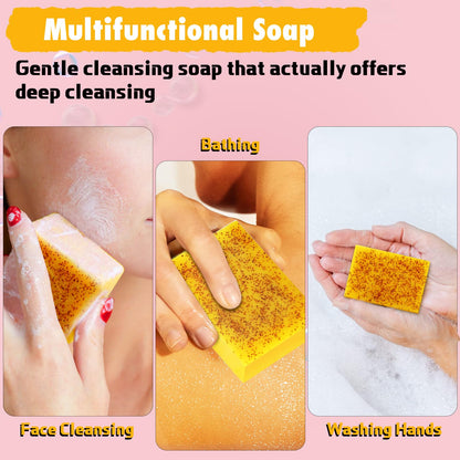 Urrznp Kojic Soap Bar | Lemon Turmeric with Vitamin C for Dry, Sensitive Skin | 3 Bars