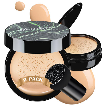 Ursoulney Mushroom Head Air Cushion CC Cream – Full Coverage Foundation, Long-Lasting (2-Pack, Natural)
