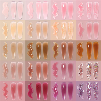 UR SUGAR 20 Colors Gel Extension Nail Set | Jelly Nude Pink Brown Collection