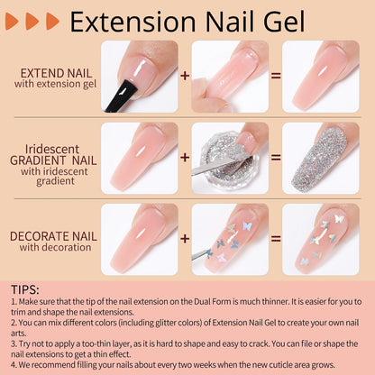 UR SUGAR 20 Colors Gel Extension Nail Set | Jelly Nude Pink Brown Collection