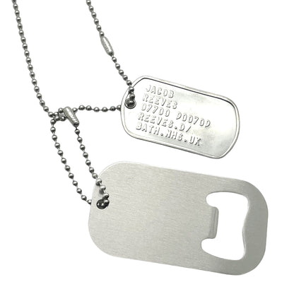 U.S. Personalised Bottle Opener Stainless Steel ID Tag Bundle - Set Chains Included