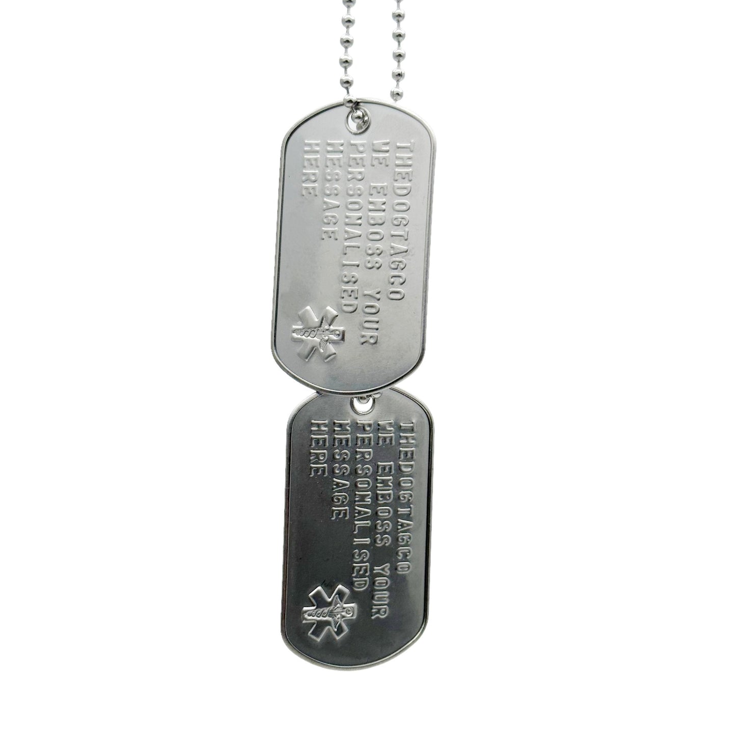 U.S. Personalised Customisable Stainless Steel Military Dog Tags with Embossed Star of Life - Set of 2 - By THEDOGTAGCO