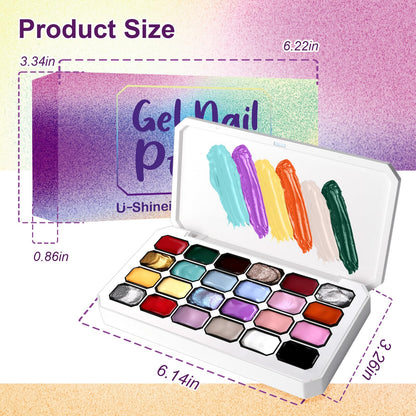 U-Shinein Gradient Painting Gel – 24 Glitter Ombre Colors for Silver & Gold Aura Nails | French Manicure DIY Kit