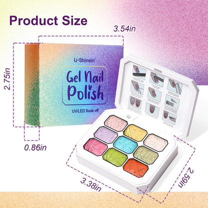 U-Shinein Gradient Painting Gel – 9-Color Ombre Gel Nail Polish Set for 3D Sculpture & French Manicure