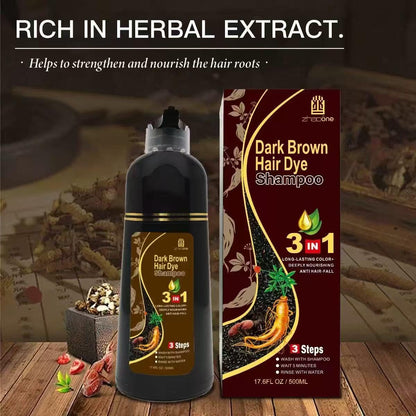 USMATEK Brown Hair Dye Shampoo – 3-in-1 Color, Scalp Care & Moisture | 500ml