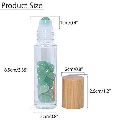 USRommaner 5 Pack 10ml Clear Roll-On Bottles with Amethyst Chakra Stones | Glass Roller Bottle Set