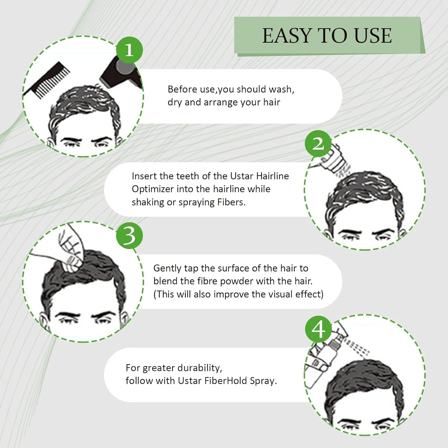 USTAR Hair Fibers 27.5g – Instant Fuller Look with Fiberhold Spray (Dark Brown)