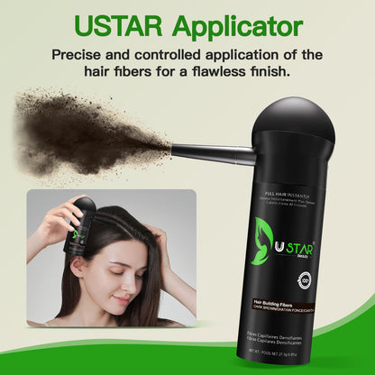 USTAR Hair Fibers 55g – Instant Volume for Thinning Hair (Dark Brown)