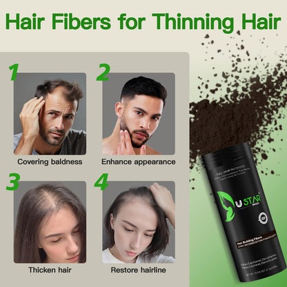 USTAR Hair Fibers 55g – Instant Volume for Thinning Hair (Dark Brown)