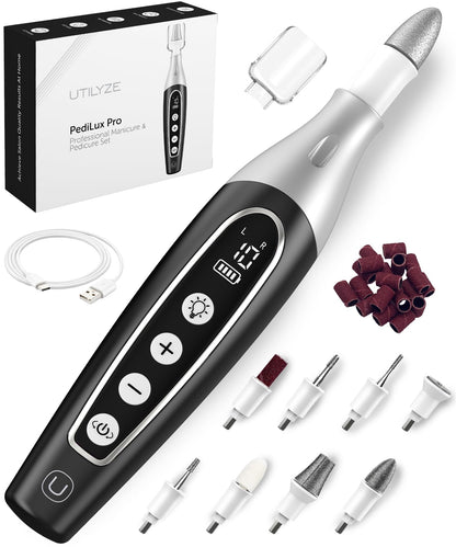 UTILYZE PediLux Pro – Professional At-Home Nail Care Kit with Cordless Nail File, 10-Speed