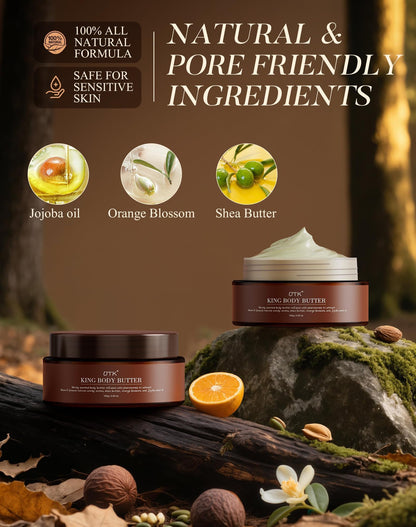 UTK King Body Butter for Men – Woody Fragrance & Orange Blossom, Organic Shea & Jojoba, All-Day Hydration (3.5 oz)