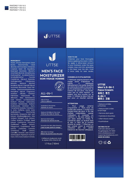 Uttse 6-in-1 Mens Face Moisturizer | Depuff, Brighten, Hydrate – Made in Korea