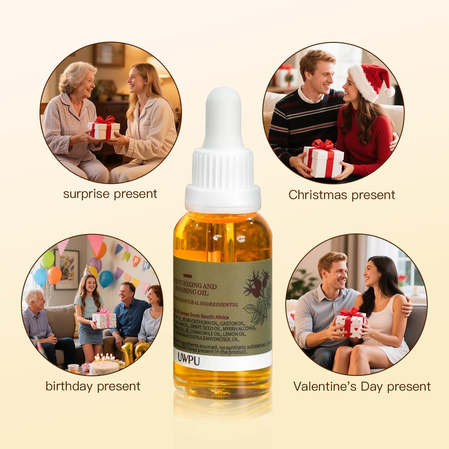 UWPU Organic Rosehip Oil - Cold-Pressed Bakuchiol Facial Oil, 30ml