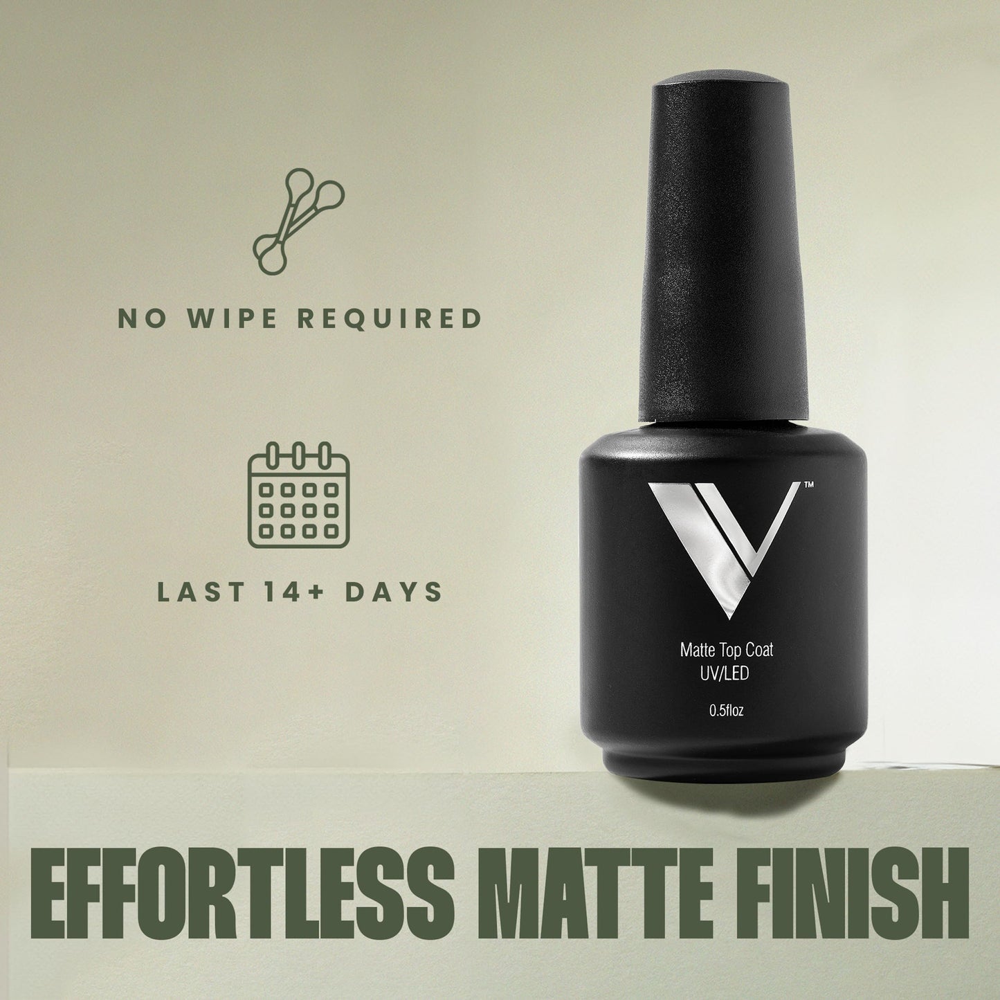 V Beauty Pure Non-Wipe Matte Top Coat – Long-Lasting, Chip-Resistant Gel Nail Polish Topcoat (15 ml)