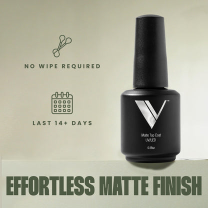 V Beauty Pure Non-Wipe Matte Top Coat – Long-Lasting, Chip-Resistant Gel Nail Polish Topcoat (15 ml)