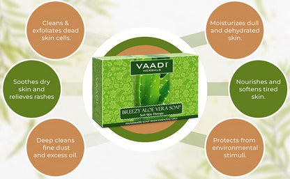 Vaadi Herbals Aloe Vera Soap – Pack of 8 x 75g | Two-Layer Formula with Aloe Vera & Honey