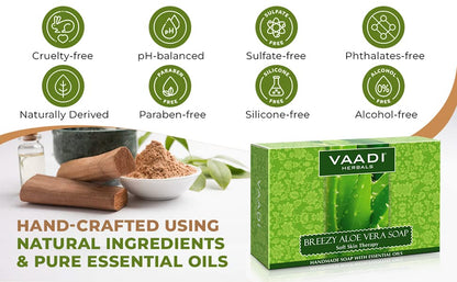Vaadi Herbals Aloe Vera Soap – Pack of 8 x 75g | Two-Layer Formula with Aloe Vera & Honey
