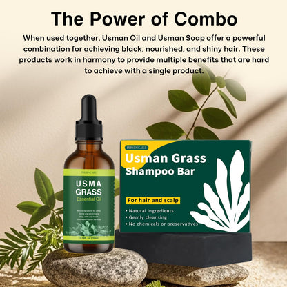 VAEYAE Natural Usma Juice Shampoo Bar + Essential Oil Set – Hair Vitality & Darkening