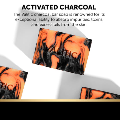 VALITIC Charcoal Kojic Acid Turmeric Black Soap Bar – 2 Pack with Holder