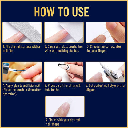 VALITIC Strong Nail Glue & Strengthener – Quick-Dry Brush-On Gel for Acrylic & Press-On Nails (3 Pack)