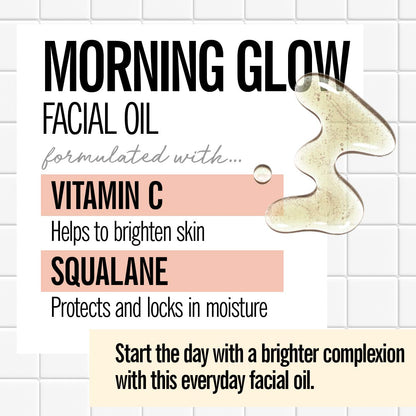 Valjean Labs Morning Glow Facial Oil – Vitamin C & Squalane | Hydrating & Brightening (1.83 fl oz)