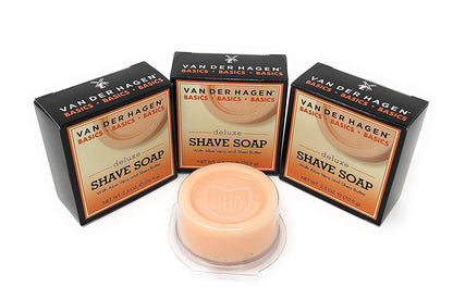 Van Der Hagen Deluxe Shave Soap - 2.5 oz - 3 Pack | Rich Lather for Classic Shaving