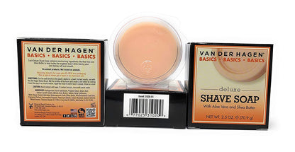 Van Der Hagen Deluxe Shave Soap - 2.5 oz - 3 Pack | Rich Lather for Classic Shaving