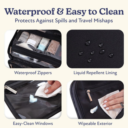 VANDEL Waterproof Hanging Toiletry Bag for Travelling - 360° Hook, Leakproof, Makeup Organizer | Black