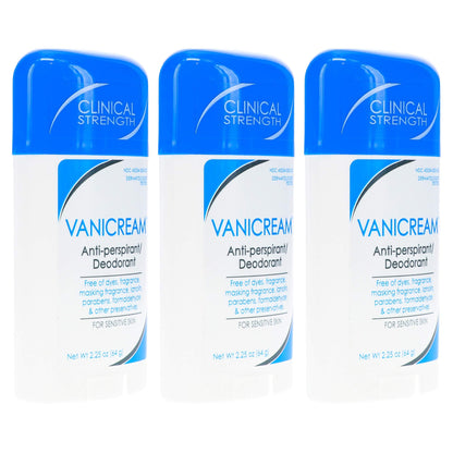 Vanicream Anti-Perspirant Deodorant – Clinical Strength for Sensitive Skin, 2.25 oz (Pack of 3)