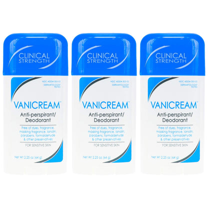 Vanicream Anti-Perspirant Deodorant – Clinical Strength for Sensitive Skin, 2.25 oz (Pack of 3)