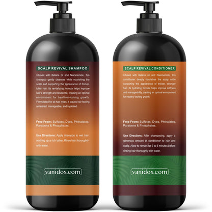 VANIDOX Batana Oil Shampoo & Conditioner Set – Biotin & Niacinamide, Sulfate-Free, 2 x 16 fl oz