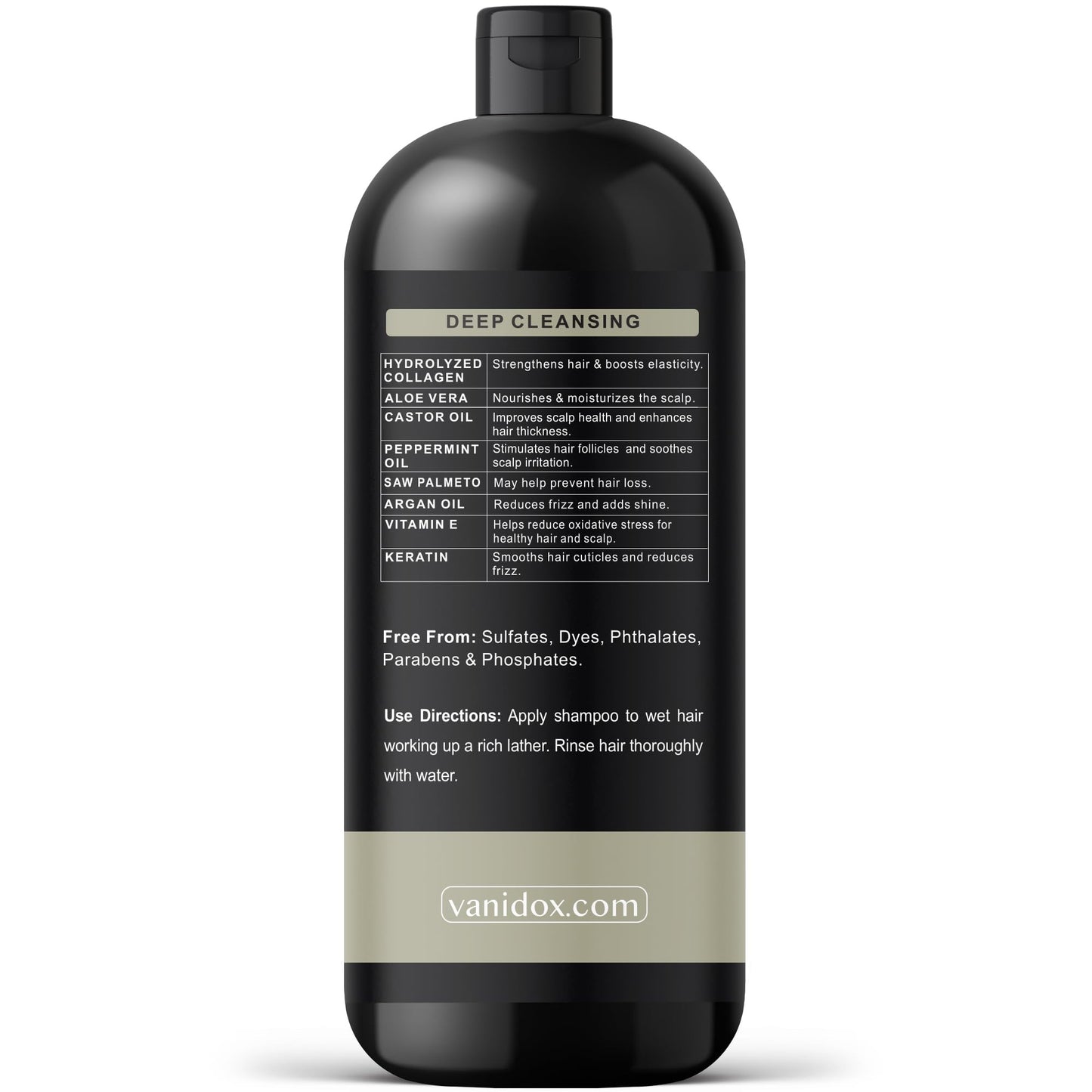 VANIDOX Tea Tree Oil Shampoo with Castor Oil – Itchy Scalp Relief & Fuller Hair (16 oz) | Made in USA