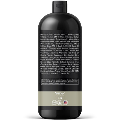 VANIDOX Tea Tree Oil Shampoo with Castor Oil – Itchy Scalp Relief & Fuller Hair (16 oz) | Made in USA