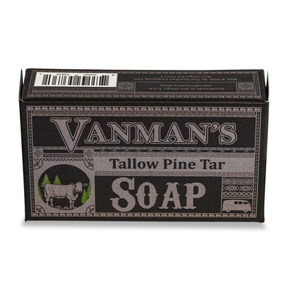VanMan Tallow & Pine Tar Soap Bar | Grass-Fed Beef Tallow, Oatmeal & Charcoal | Exfoliating Face & Body – 3.8oz | The VanMan Company