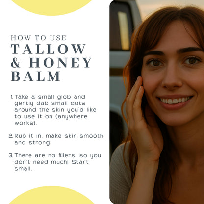 Vanman's Tallow and Honey Balm Jumbo | Grass-Fed Beef Tallow Moisturizer with Honey & Essential Oils - 6.3 oz