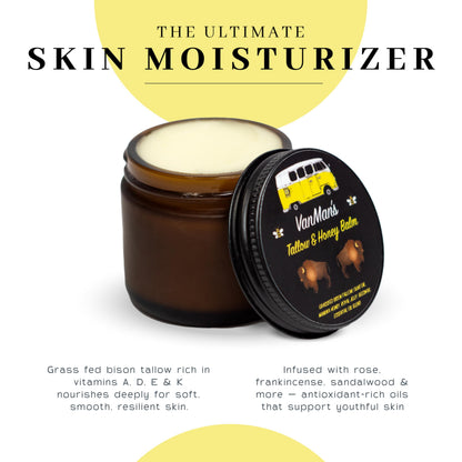 Vanman’s Tallow & Honey Balm – Grass-Fed Bison Tallow, Manuka Honey & Royal Jelly | 2.4 oz