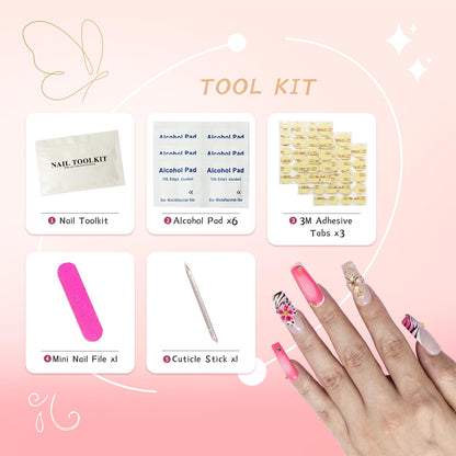 Vanpaga Press On Nails – Medium Square Handmade 3D Artful Acrylic False Nails for Parties & Daily Wear