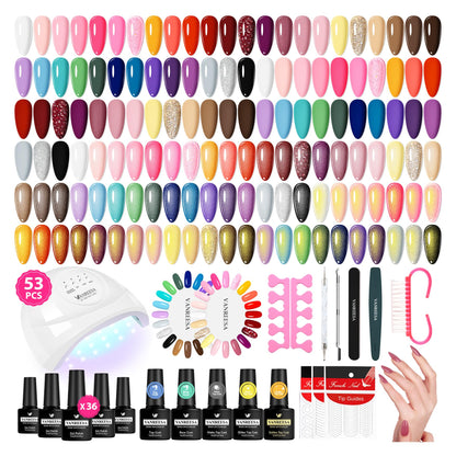 VANREESA Gel Nail Polish Kit with UV Light – 53 Pcs Complete Nail Set